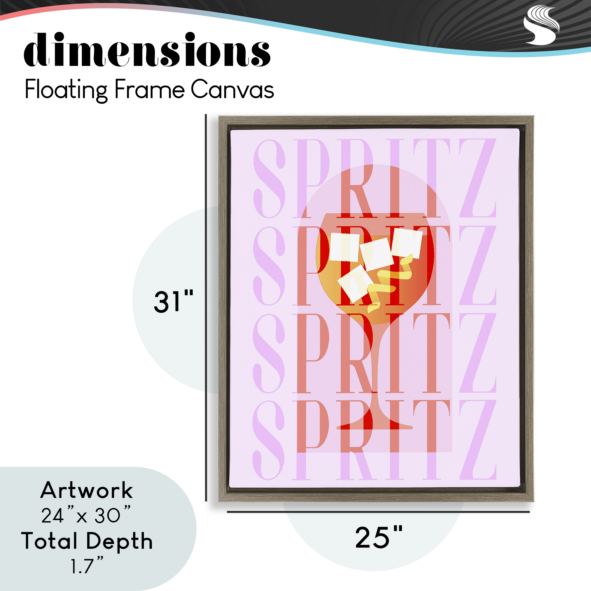 Retro Pastel Spritz Brown Framed Floater Canvas Wall Art, design by Lil' Rue