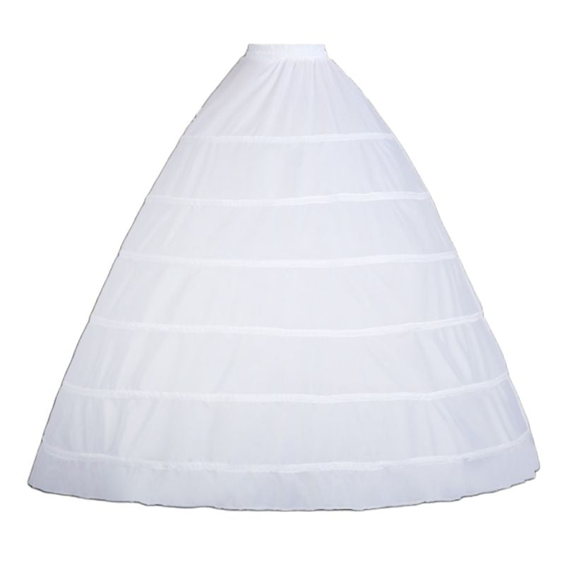 Women Full Shape 6 Hoop Skirt Ball Gown Petticoat Floor Length Underskirt Slip for Bridal