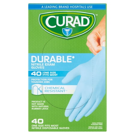 Curad Nitrile Disposable Exam Gloves OSFM, 40 (Best Gloves For Acetone)