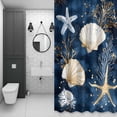 thumbnail image 4 of Nautical Bathroom Shower Curtain, Starfish Coral Shell Coastal Dark Blue Waterproof Washable Soft Bath Curtain for Bathtub Decor with 12 Hooks&Grommet, 66x72 Inch, 4 of 9
