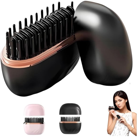 Mini Hair Straightener, 2-in-1 Cordless Hair Straightener Comb, 3 Speed Temperature Control Anti Scald Shell, Lightweight Portable Travel Straightening Brush for Women