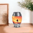 thumbnail image 7 of JAGASY Cowboy Tiny Urn for Mother, Orange Mini Urns for Human Ashes Keepsake, Raining Clouds Mountain Decorative Urns for Father, Horse Miniature Urn for Parents, (3 Inch), 7 of 7