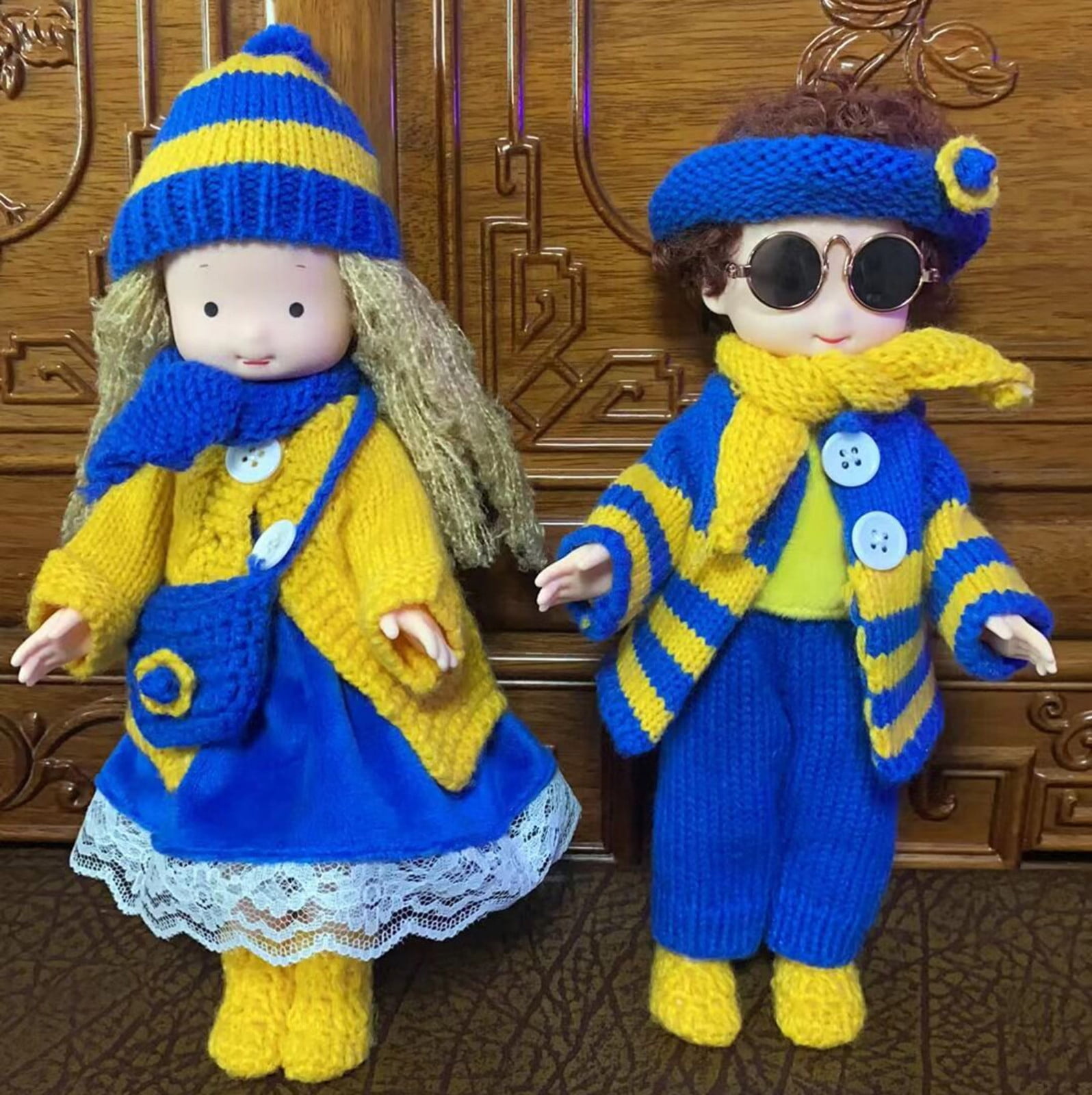 onhuon knitted doll desktop decoration creative doll standing diy