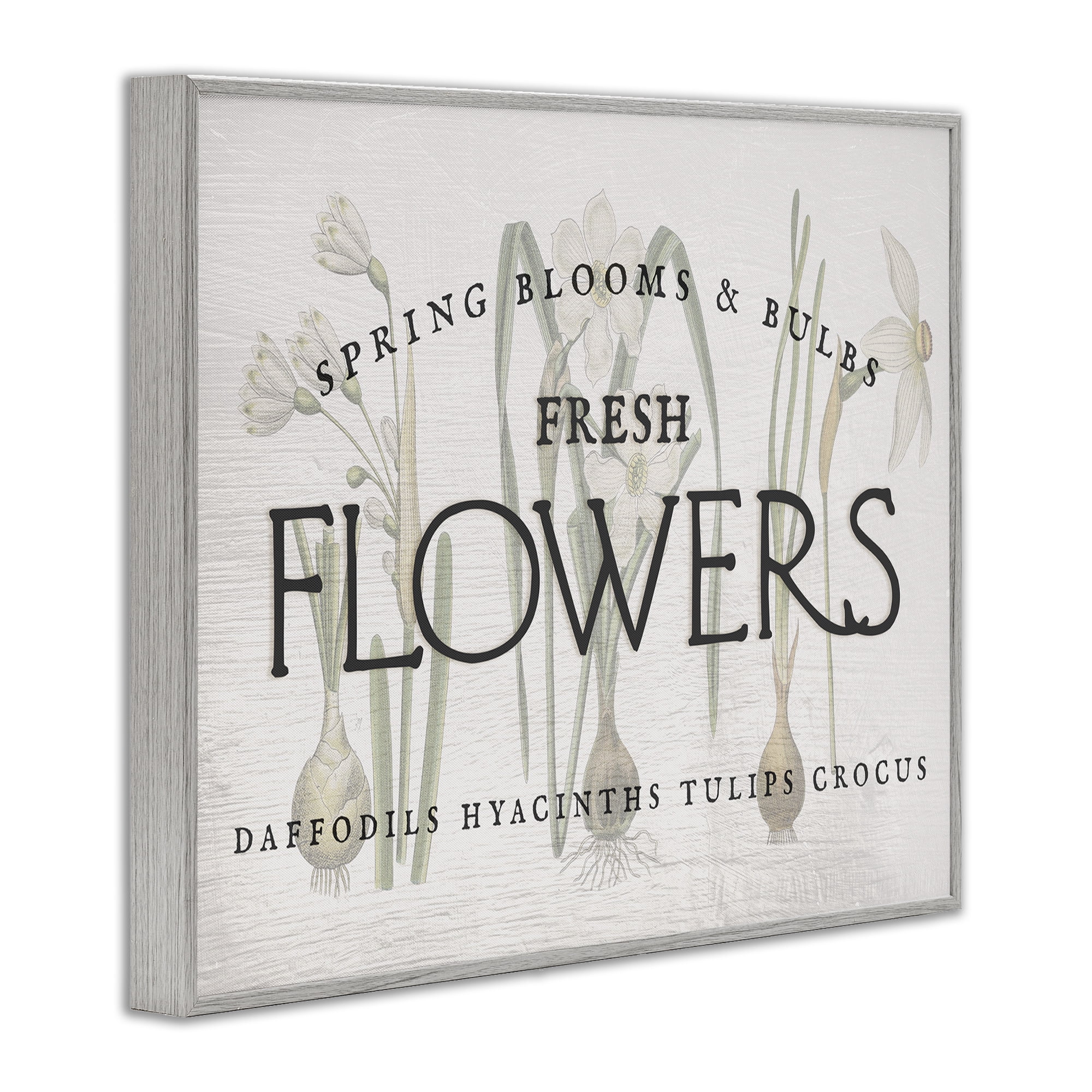 Stupell Industries Fresh Flowers Market Typography Painting Gray Framed Art Print Wall Art, 20 x 16