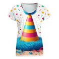 thumbnail image 5 of Party Hat And Festive Decorations Women's Blouse Short Sleeve Women's Top T-Shirt Spring Summer Clothes, 5 of 7