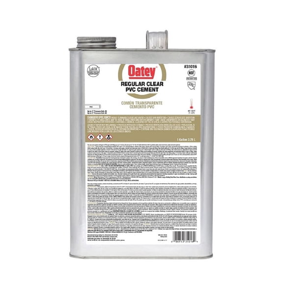 OATEY PVC REGULAR CEMENT, CLEAR, 1 GALLON