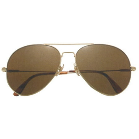AO General Sunglasses Gold Frame with Wire Spatula Temples and True Color Gray Glass Lenses