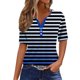 thumbnail image 2 of Fiudx Ropa de Mujer Camiseta Casual de Moda para Mujer Blusas Estampadas a Rayas Degradadas Top con Botones y Cuello En V, 2 of 5