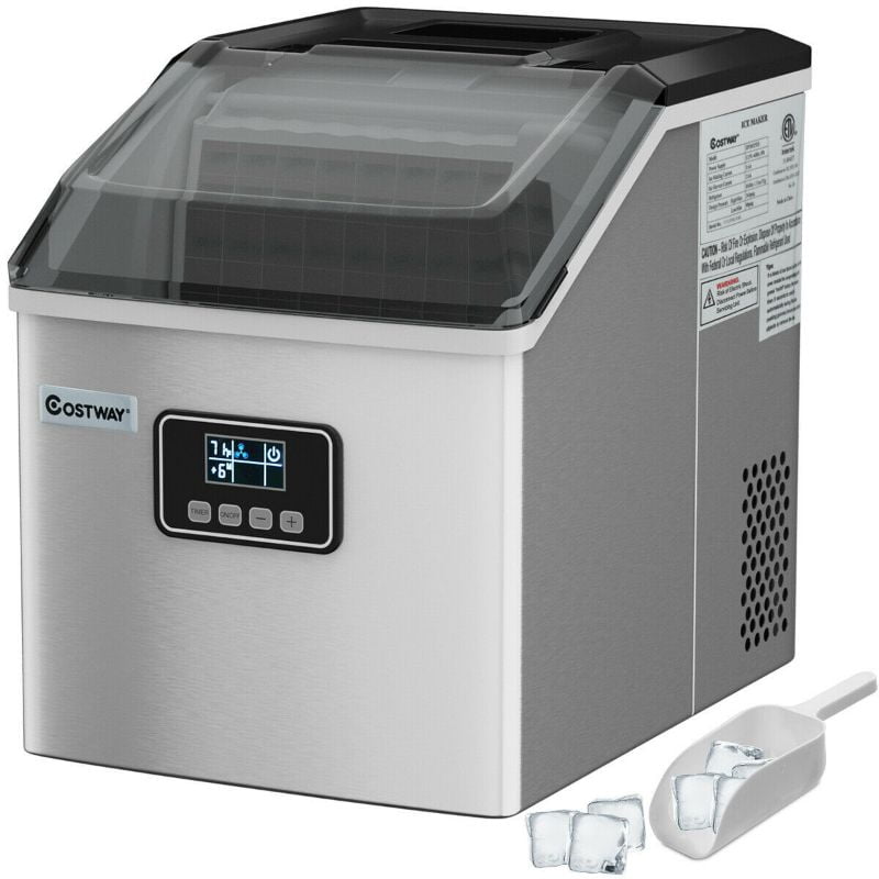 costway 48 lbs stainless self-clean ice maker with lcd display price