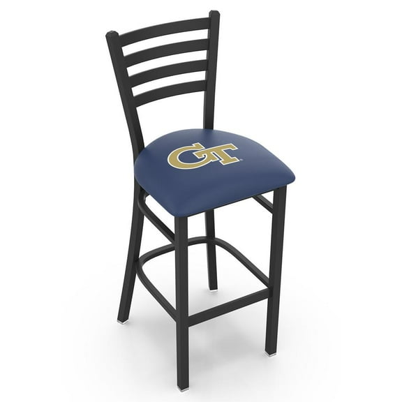 L004 - 25" Black Wrinkle Georgia Tech Stationary Counter Stool with Ladder Style Back by Holland Bar Stool Co.