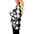 thumbnail image 4 of Qarigey Camiseta de mujer Camiseta suelta de manga larga Blusa larga Top de cuello en V de otoño Prendas para la parte del cuerpo Tela escocesa blanca negra METRO, 4 of 6