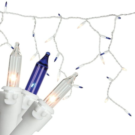 Northlight Mini Icicle Christmas Lights - Blue and Clear - 2.5 White Wire - 50ct
