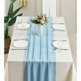 thumbnail image 4 of 1 Pack 10Ft Chiffon Table Runner, 27.5 x118 Inches Sheer Chiffon Table Runner Romantic Boho Rustic Wedding Table Runner for Birthday Party Decor Bridal Baby Shower Table Decoration, Light Blue, 4 of 7
