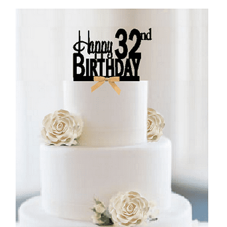 Item#032CTGR - Happy 32nd Birthday Elegant Cake Decoration Topper with ...