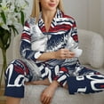 thumbnail image 6 of Fotbe Mallard Duck With American Flag Pattern Long Sleeve Pajama Set for Women,Sleepwear Set,2-piece Loungewear Set,Soft PJs Comfy Nightwear with Pockets -X-Large, 6 of 7