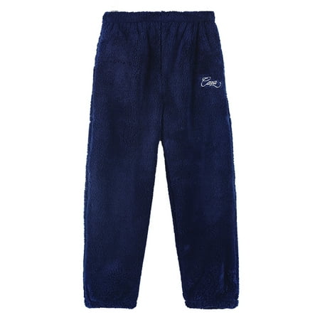 

Frontwalk Ladies Pj Bottoms Solid Color Pajama Pants Fuzzy Fleece Sleepwear Sleep Casual Trousers Elastic Waist Lounge Pant Dark Blue L