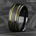 thumbnail image 5 of Tungsten Rings for Men Wedding Bands for Him Womens Wedding Bands for Her 8mm Black Brushed Dome 18k Gold Plated, 5 of 9