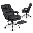 thumbnail image 1 of Gymax Chaise de Bureau Inclinable à Dossier Haut Ergonomique avec Repose-Pieds et Coussin, 1 of 10