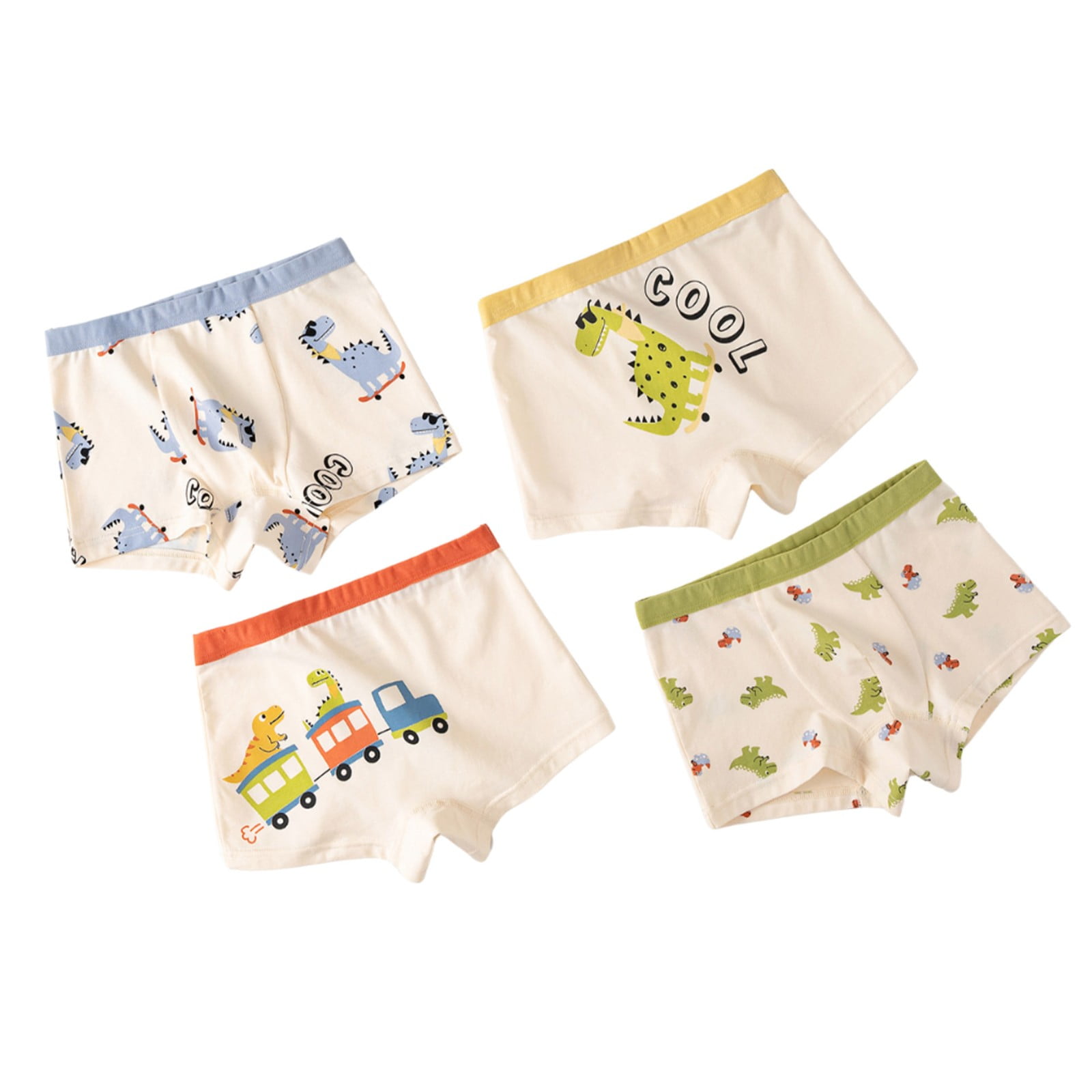 WEIYLL Boy'S Multi-pack Boxers Combed Breathable Pure Solid Color Cartoon Flat Angle 4Pcs Beige Baby Bottoms Underwear Size 130