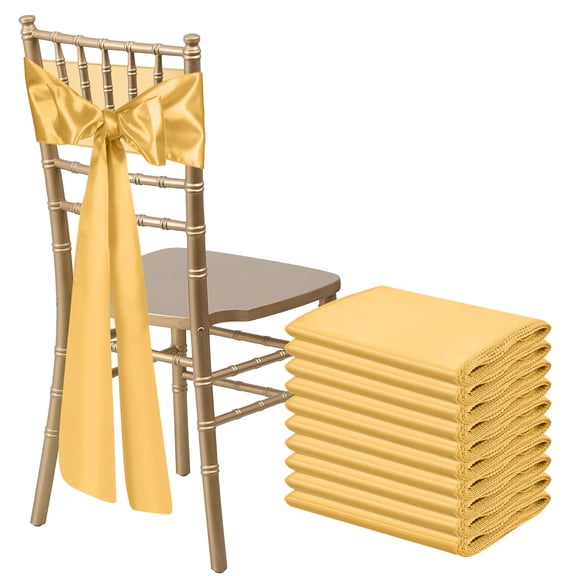50 Pcs Gold Satin Chair Sashes Bows For Wedding Party Reception Banquet Event Decoration