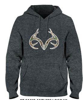 Realtree Charcoal Antlers Logo V2 Men Graphic Hoodie