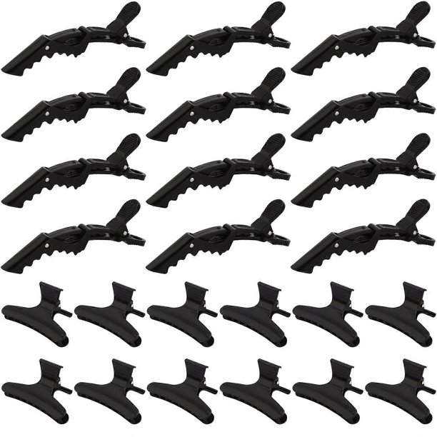 Paquete de 24 pinzas para separar el cabello, ideales para peinar y secar con secador. Pinzas antideslizantes tipo cocodrilo para uso en salones de belleza.