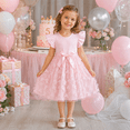 thumbnail image 4 of IPIO Girls Butterfly Princess Dress, A-Line Party Outfit with Flutter Sleeves for Birthday and Special Occasions, 4 of 7