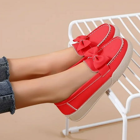 

Women s Bowknot Decor Loafers Casual Slip On Flat Shoes