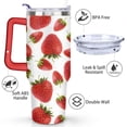 thumbnail image 3 of 40oz Cute Red Strawberry Stainless Steel Flip Straw Tumbler Spill Proof Travel Cup Double Wall Vacuum Insulated Coffee Mug with Top Handle, 3 of 6