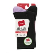 Hanes Womens Crew Socks, Absolute Comfort, 4-Pack, Size 5-9