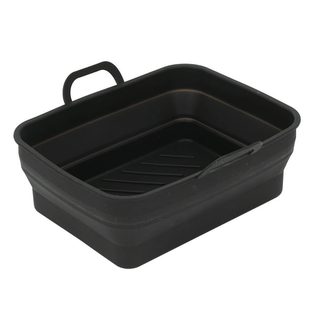 Pot de Cuisson à Air en Silicone, Doublure de Friteuse à Air en Silicone, Remplacement de Plateau de Doublure de Friteuse Rectangulaire Réutilisable pour Accessoires de Cuisine (noir)