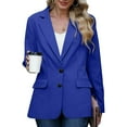 thumbnail image 2 of Sopiago Women Suit Jacket Stretch Button Lapel Collar Blazer Long Sleeve Work Office Casual Open Front Blazer for Women Blue,XL, 2 of 4