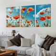 thumbnail image 2 of nygtbtfer  Red Poppy Flower Canvas Prints Large Blooming Poppies Field Under Blue Sky Picture Wall Art Prints for Kitchen Bedroom Office Framed 12x16x3pcs, 2 of 4