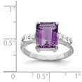 thumbnail image 3 of Sterling Silver Rhodium-plated Amethyst and CZ Ring, 3 of 6