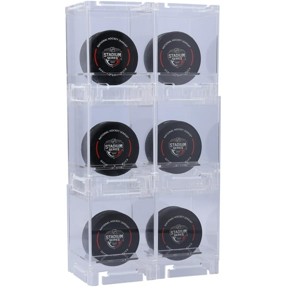 Acrylic Stackable and Collapsible Six Hockey Puck Display Cases
