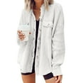 thumbnail image 3 of DuoJiaJ Women's Autumn Coat Casual Lapel Pocket Splicing Irregular Shirt Women's Short Sleeve Shirts White L, 3 of 4