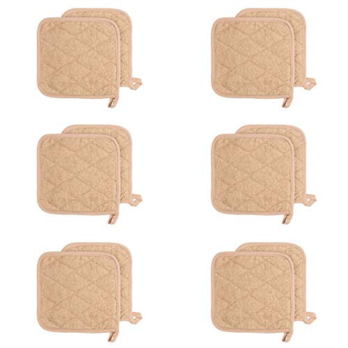 Arkwright Cotton Terry Pot Holders, Pack of 12 Kitchen Hot Pad Set, Heat  Resistant Coaster Potholder for Cooking, Baking (Tan) - Walmart.com