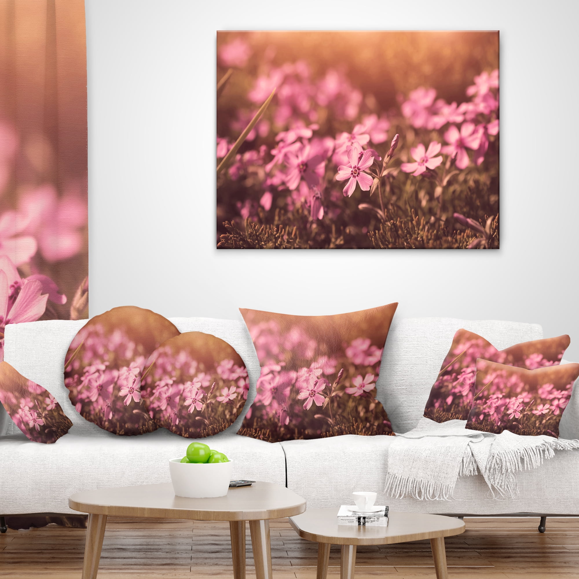 Designart Violet Flowers in Vintage Style - Floral Throw Pillow - 18x18