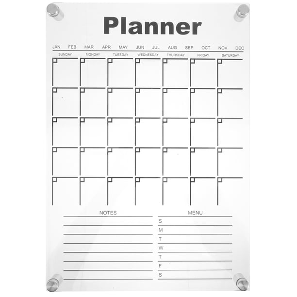 1 juego de calendario de pared acrílico borrable, planificador mensual, planificador semanal, tablero de notas, tablero de borrado en seco