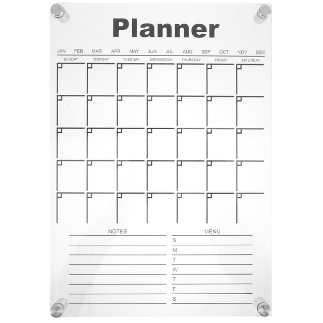 1 Set of Acrylic Wall Calendar Erasable Month Planner Weekly Planner Memo Board Dry Erase Board