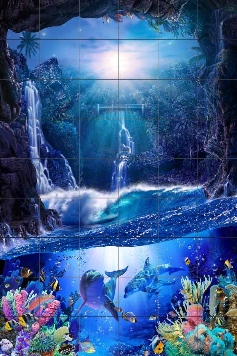 Tile Mural Bathroom Backsplash - Secret Grotto-CRL - by Christian Riese ...