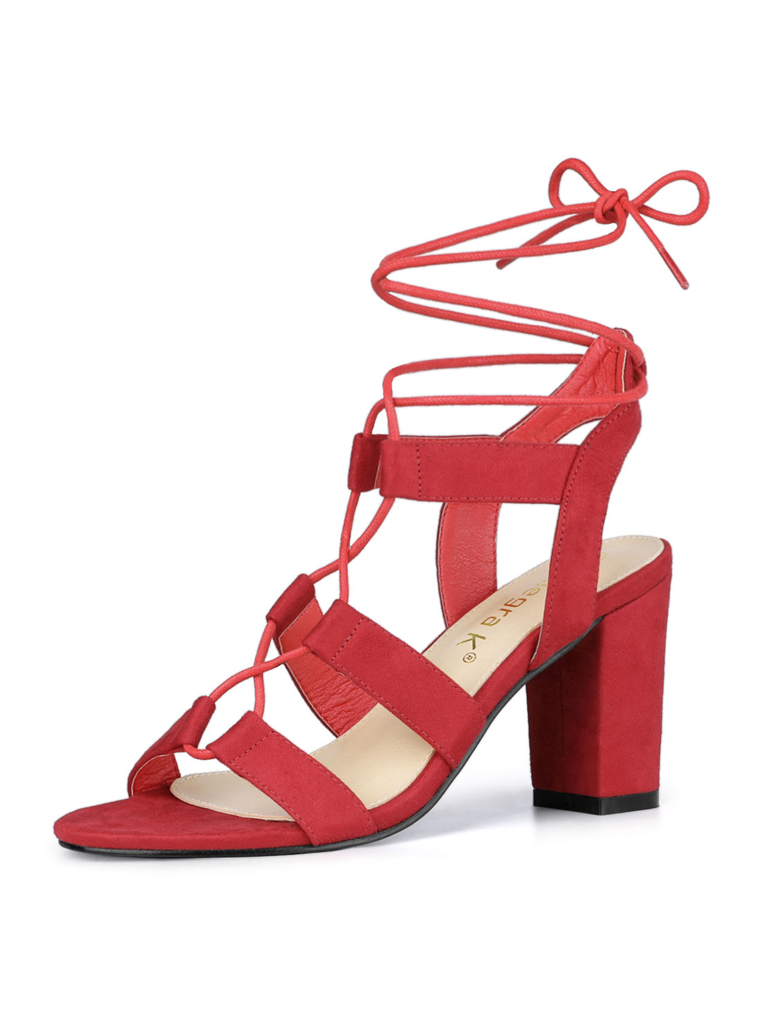 women's lace up block heels