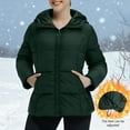 thumbnail image 4 of qucoqpe Womens Winter Cropped Puffer Jacket with Hood Lightweight Adjustable Drawstring Full Zip Quilted Coat Casual Parka, 4 of 6