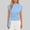 #270-Light Blue, variant on Wowcloth V-Neck Halter Top for Woman, Solid Color Short Sleeve with Tie Strap and Ruffle Design for Daily Wear and Summer Activities