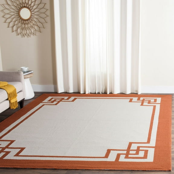 SAFAVIEH Four Seasons Yasim Bordered Area Rug, Off White/Sangria, 8' x 10'