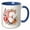 Blue/White, variant on 3drose, Pretty Image of Watercolor Floral Monogram Initial F, 11oz Two-tone Red Mug