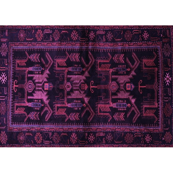 Ahgly Company Indoor Rectangle Animal Purple Traditional Area Rugs, 4' x 6'