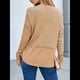 thumbnail image 5 of Camisetas Henley de Larga con Cuello en V para Mujer, Túnicas de Punto Informales, Conjuntos de Otoño con Abertura para el Pulgar. Caqui XXL, 5 of 8