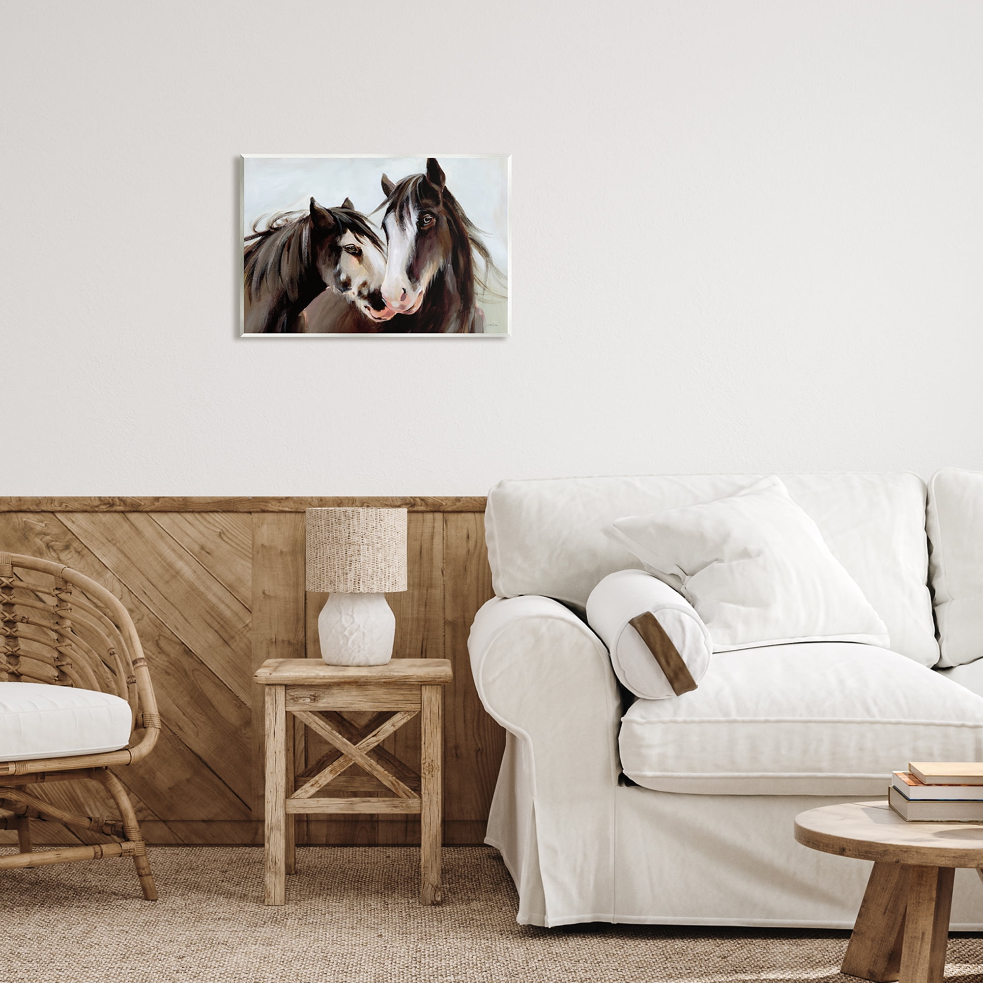 Stupell Industries Brown Horse Pair Portrait Animals & Insects Painting Unframed Art Print Wall Art, 19 x 13