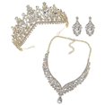 thumbnail image 1 of Elegant Bridal Jewelry Set with Crown Necklace and Drop Earrings, Rhinestone Accessories for Wedding, Prom or Evening Parties, Sturdy Durable Design, 1 of 5